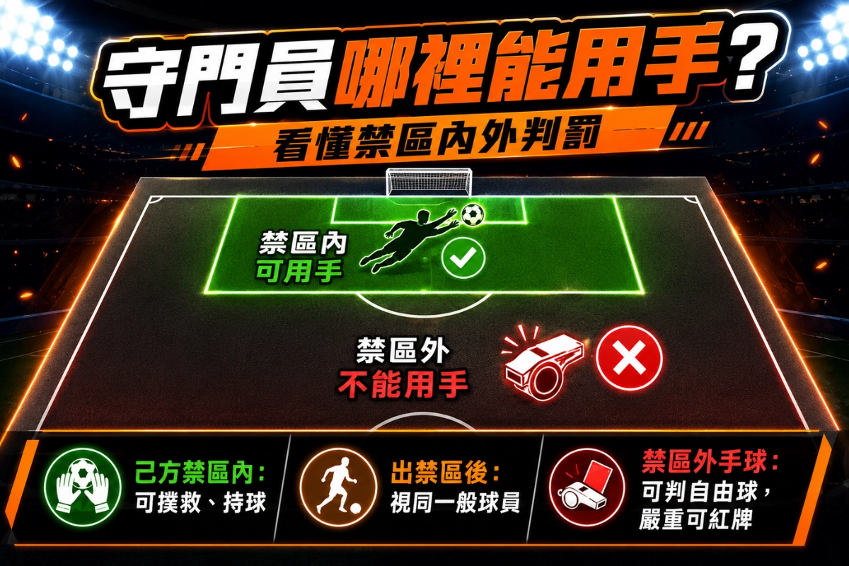 足球守門員可以在哪裡用手？